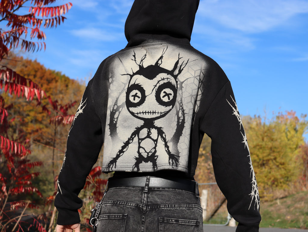 Crop top hoodie voodoo doll Medium