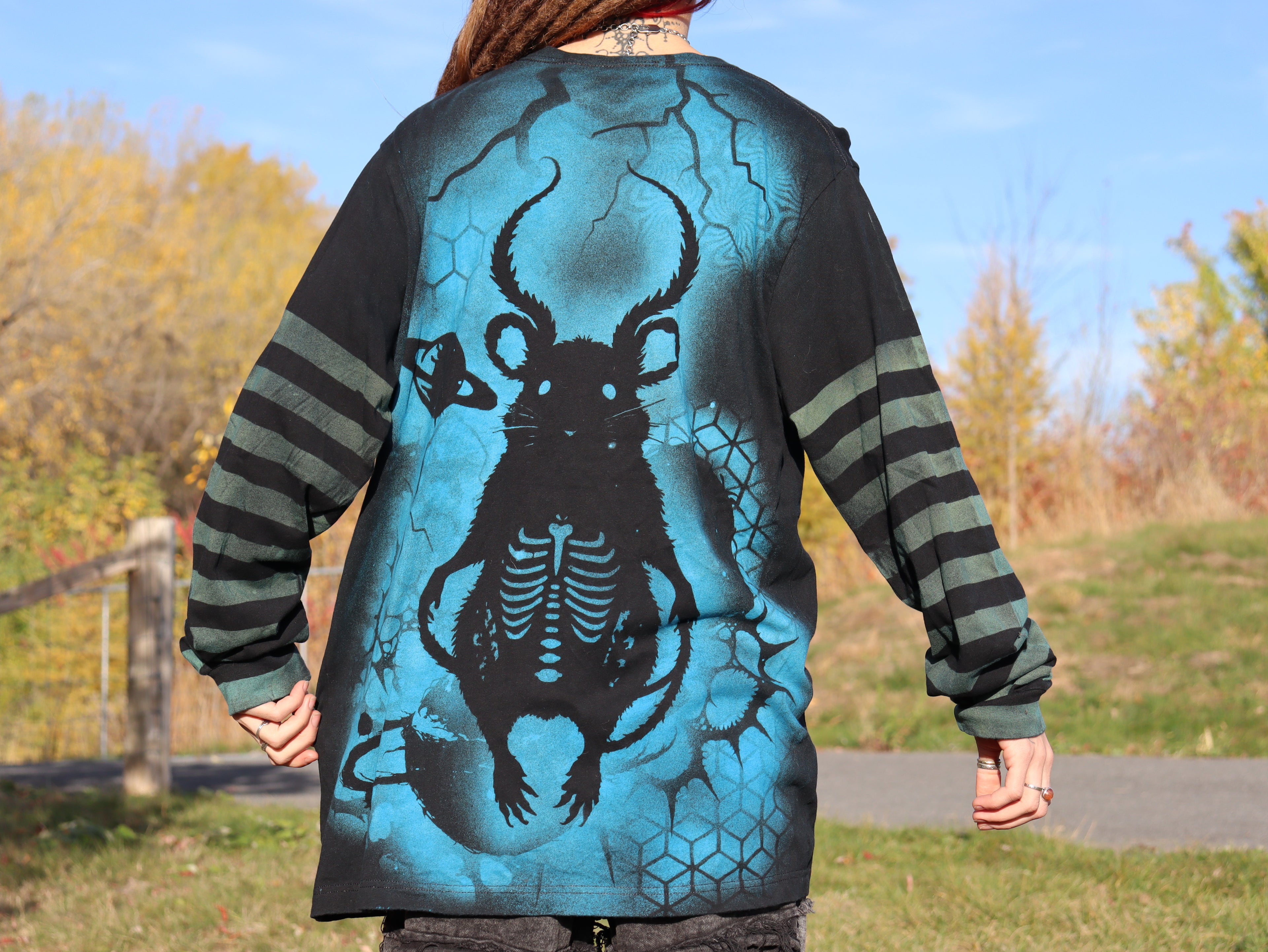 Long sleeve shirt blue space mouse XL