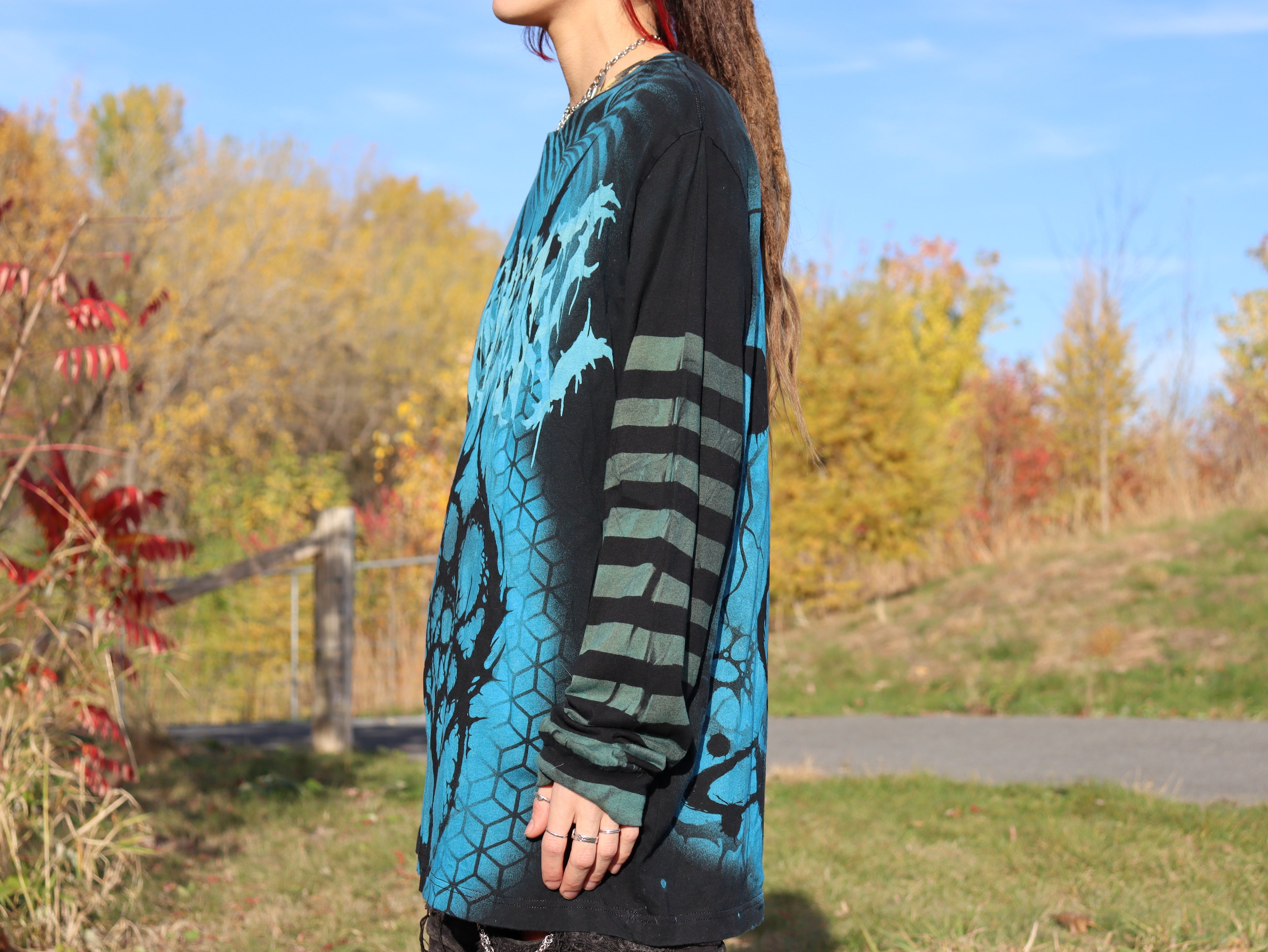 Long sleeve shirt blue space mouse XL