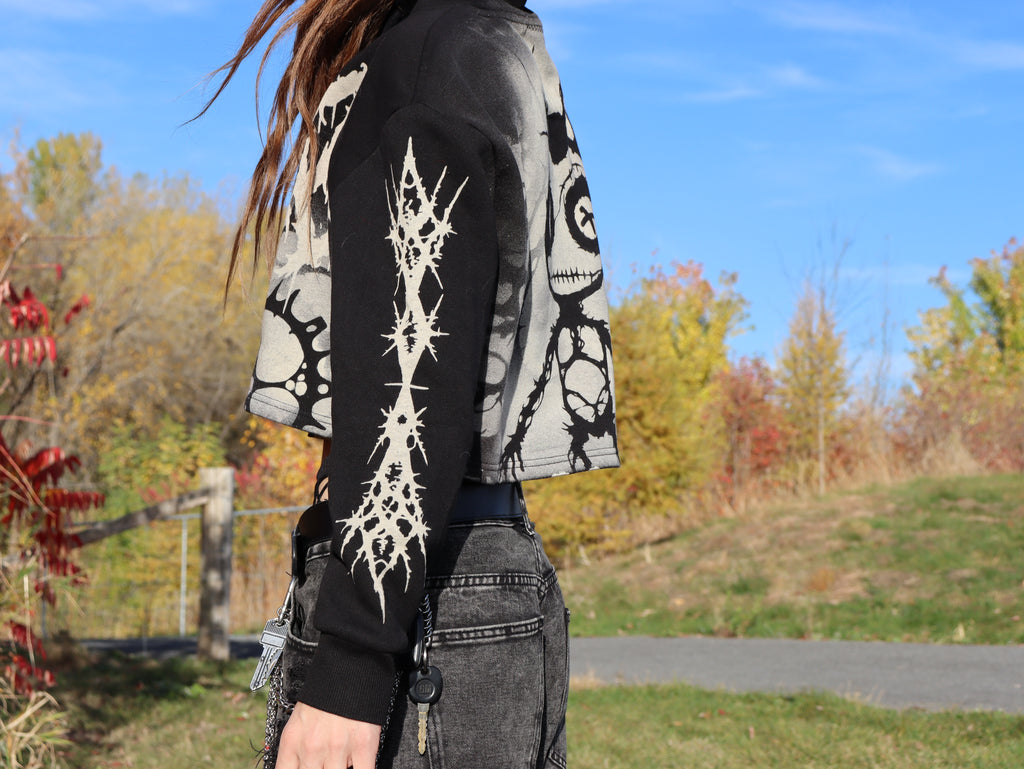 Crop top hoodie voodoo doll Medium