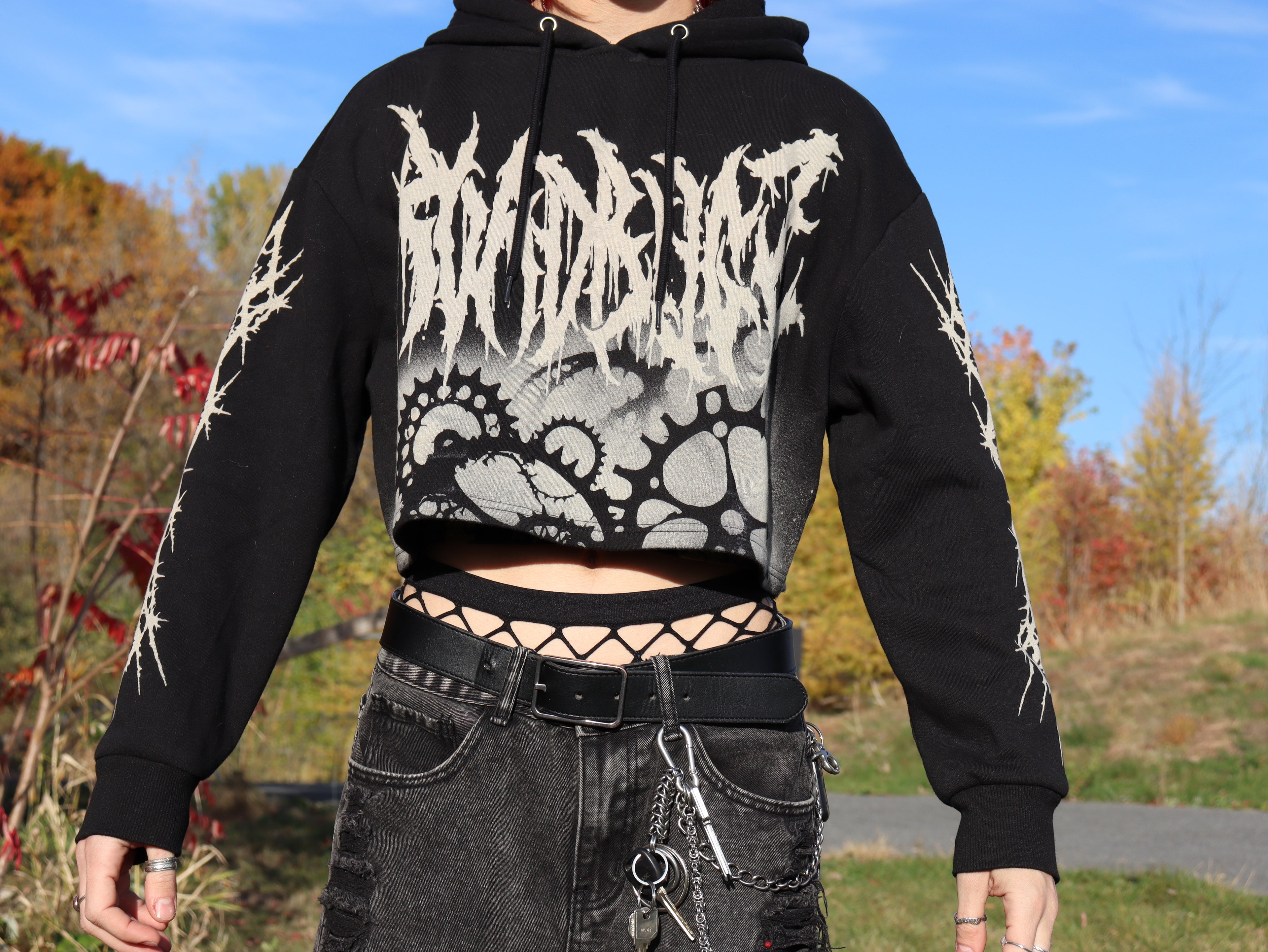 Crop top hoodie voodoo doll Medium